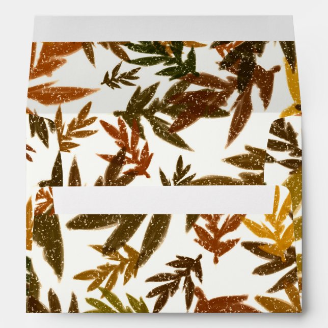 Colorful Whimsical Fall Autumn Rustic Leaves Envelope (Back (Bottom))
