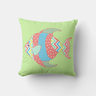 Colorful Whimsical Fish Outdoor Pillow
