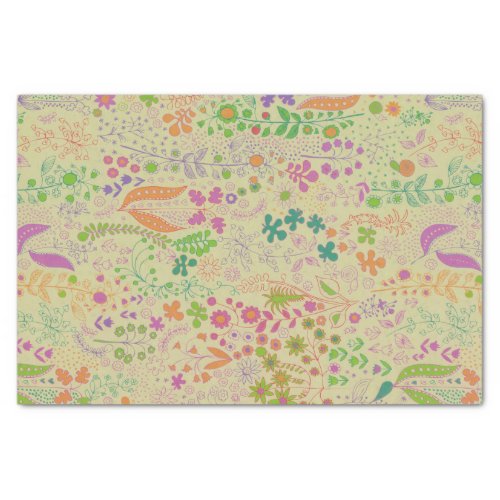 Colorful Whimsical Floral botanical Flowers Tissue Paper