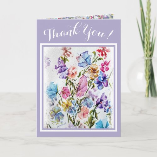 Colorful Whimsical Floral THANK YOU