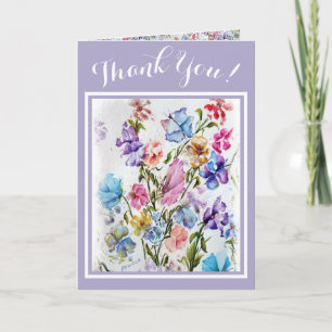 Colorful Whimsical Floral THANK YOU Card