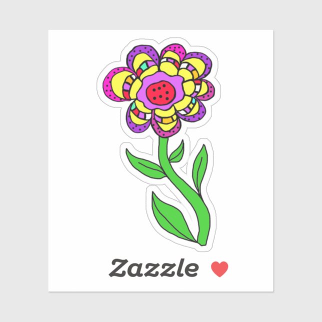 Colorful Whimsical Flower Sticker (Sheet)