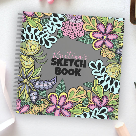 Colorful Whimsical Flowers and Leaves Botanical