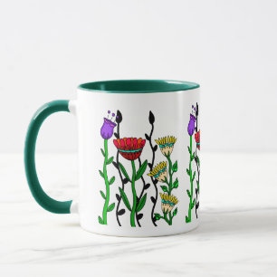 Colorful whimsical flowers mug