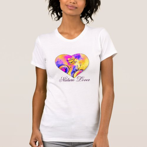 COLORFUL WHIMSICAL FLOWERS  NATURE LOVER HEART T_Shirt