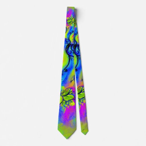 COLORFUL WHIMSICAL FLOWERS NECK TIE