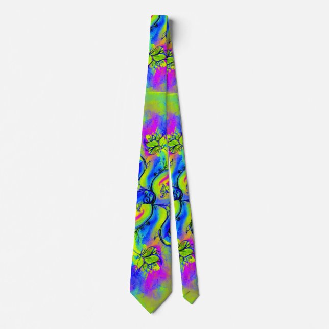 COLORFUL WHIMSICAL FLOWERS TIE (Front)