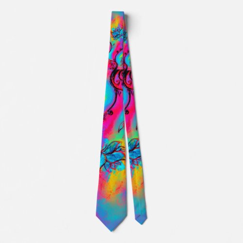 COLORFUL WHIMSICAL FLOWERS TIE