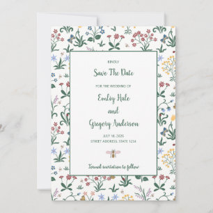 Colorful Whimsical Flowers Wedding Save The Date