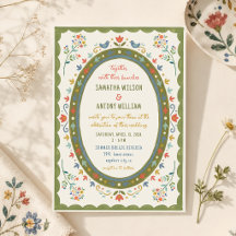 Colorful Whimsical Folk Floral Birds Wedding