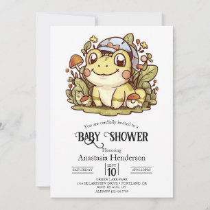 Colorful Whimsical Frog Baby Shower Invitation