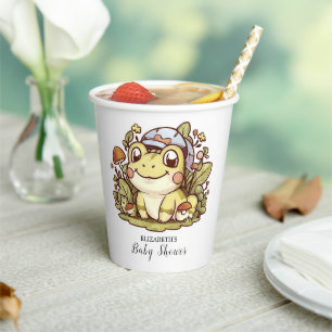 Colorful Whimsical Frog Baby Shower Paper Cups