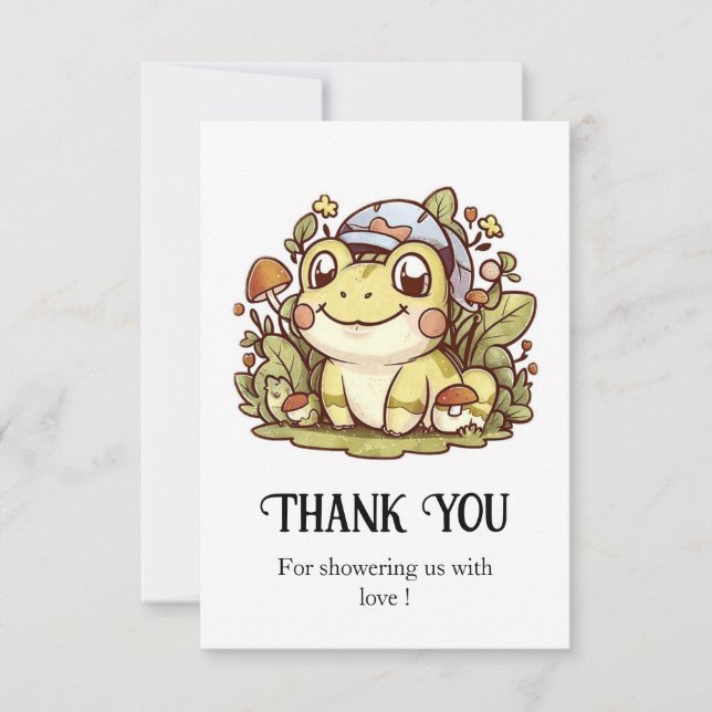 Colorful Whimsical Frog Baby Shower Thank You Card (Front)