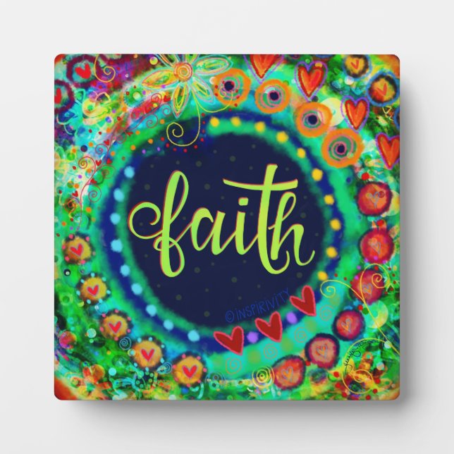 Colorful Whimsical Fun Faith Inspirivity easel Plaque (Front)