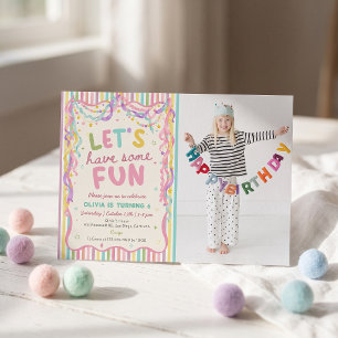 Colorful Whimsical Fun Girl Birthday Invitation