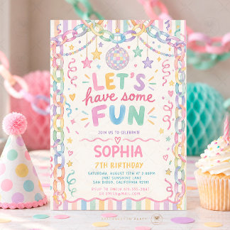 Colorful Whimsical Fun Girl Birthday Pastel Invitation