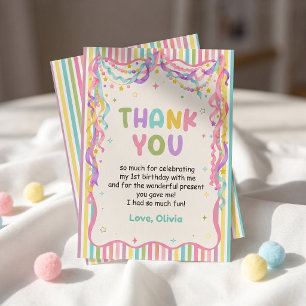 Colorful Whimsical Girl Birthday Thank You Card