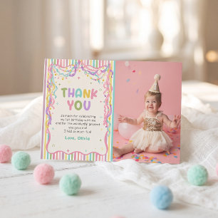 Colorful Whimsical Girl Birthday Thank You Card