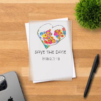 Colorful Whimsical Heart Save the Date