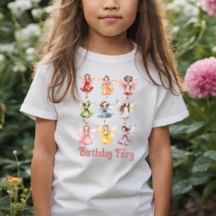Colorful Whimsical Magical Cute Fairies Birthday T-Shirt