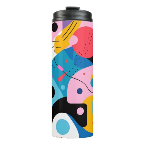 Colorful whimsical modern geometric shapes thermal tumbler