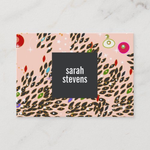 Colorful Whimsical Pattern Pink Fashion and Beauty Business Card