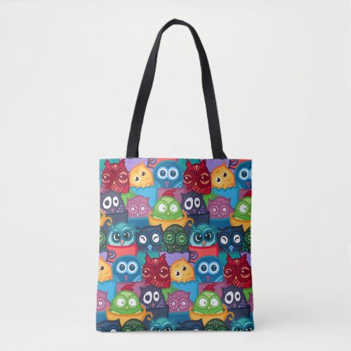 Colorful Whimsical Peekaboo Owls Tote Bag