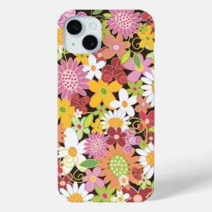 Colorful Whimsical Pink Spring Flowers Garden Chic iPhone 15 Plus Case