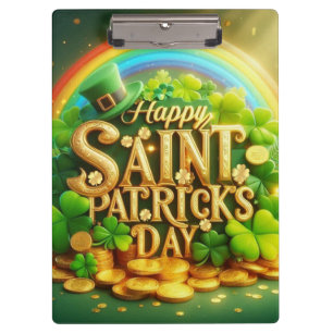 Colorful, whimsical Rainbow Saint Patrick's Day Clipboard