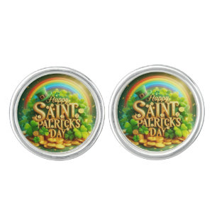 Colorful, whimsical Rainbow Saint Patrick's Day Cufflinks