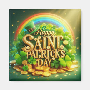 Colorful, whimsical Rainbow Saint Patrick's Day Magnet
