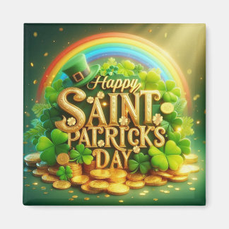Colorful, whimsical Rainbow Saint Patrick's Day Magnet