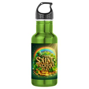 Colorful, whimsical Rainbow Saint Patrick's Day Stainless Steel Water Bottle