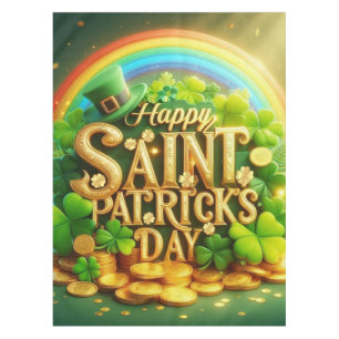 Colorful, whimsical Rainbow Saint Patrick's Day Tablecloth