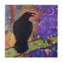 Colorful Whimsical Raven Laughing  Ceramic Tile