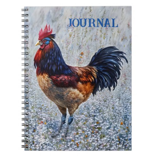 Colorful Whimsical Rooster Farm Art Journal