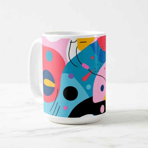 Colorful whimsical shapes modern geometric coffee mug