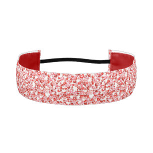 Colorful Whimsical Small Hearts Red Pink White Athletic Headband