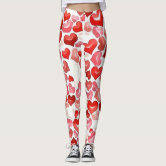 Valentine's Day Pink Heart in relief Yoga Leggings, Zazzle