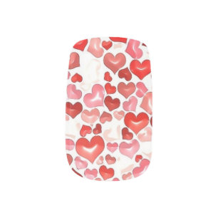 Colorful Whimsical Small Hearts Red Pink White M Minx Nail Art