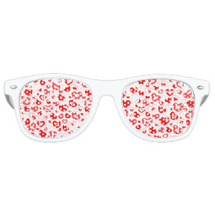 Colorful Whimsical Small Hearts Red Pink White   S Retro Sunglasses