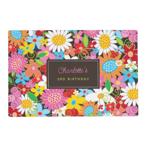 Colorful Whimsical Spring Flowers Garden Chic Cute Placemat