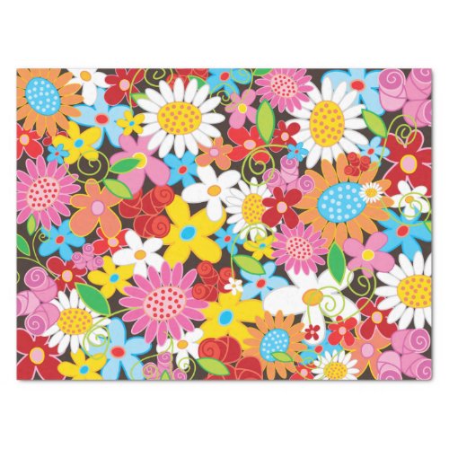 Colorful Whimsical Spring Flowers Garden Chic Cute Tissue Paper