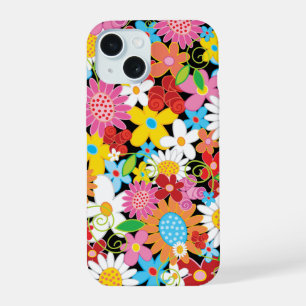 Colorful Whimsical Spring Flowers Garden Girly iPhone 15 Case