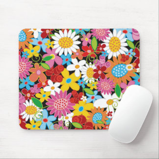 Colorful Whimsical Spring Flowers Garden Girly Mouse Pad