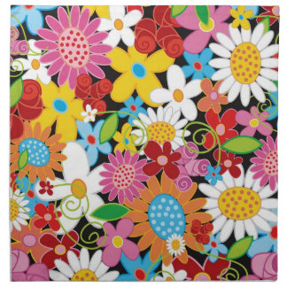 Colorful Whimsical Spring Flowers Garden Napkin