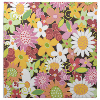 Colorful Whimsical Spring Flowers Garden Napkin