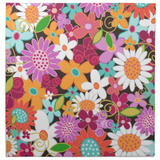 Colorful Whimsical Spring Flowers Garden Napkin