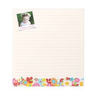 Colorful Whimsical Spring Flowers Garden Photo Notepad