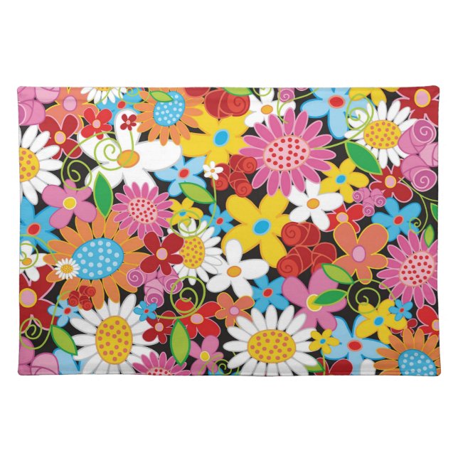 Colorful Whimsical Spring Flowers Garden Placemat (Front)